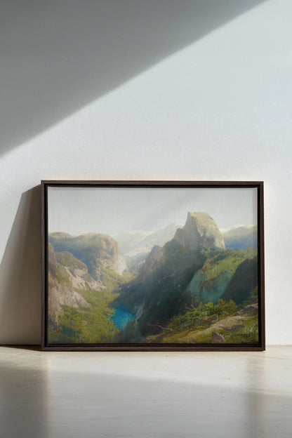 SUNLIT GORGE, Oeuvre sur toile étirée, encadré Brun Noyer