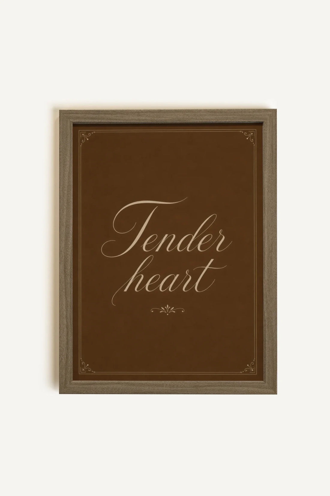 TENDER HEART, Oeuvre sur toile rigide, encadré brun chêne