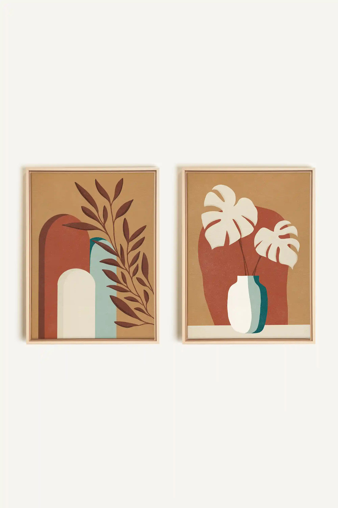 TERRACOTTA OASIS, 2 Oeuvres sur toile étirée, encadré Naturel Clair