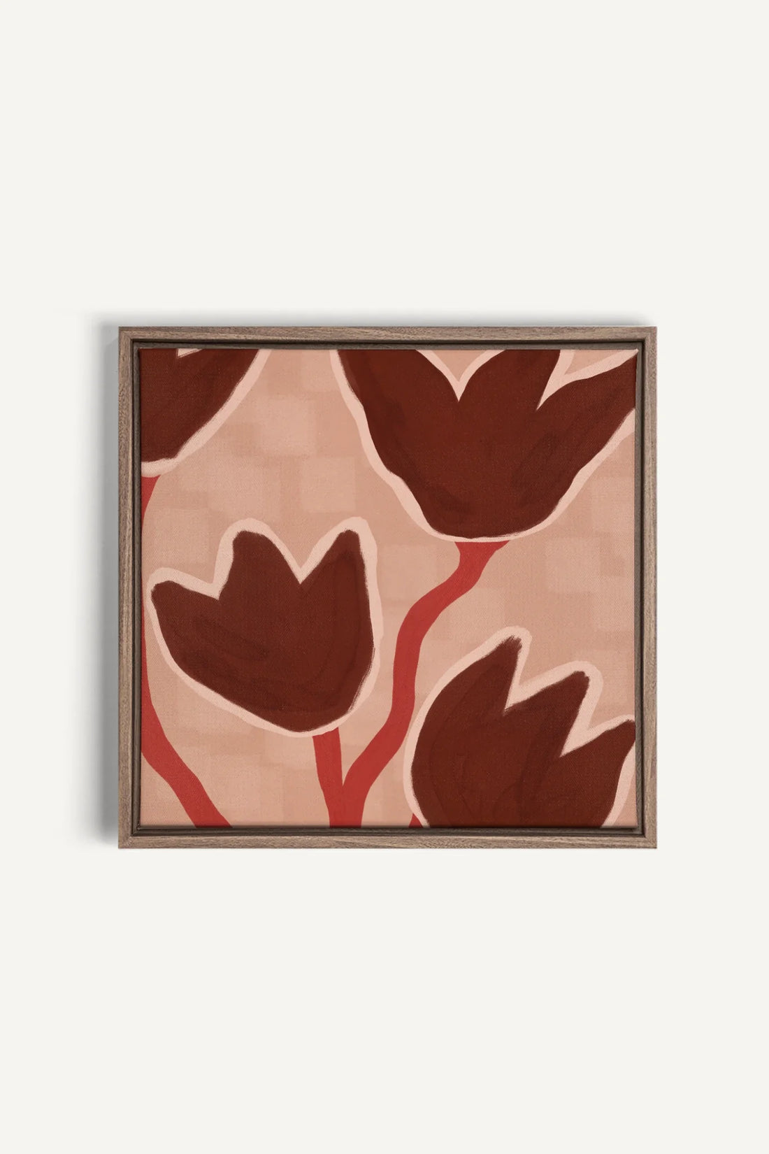 TERRE EN FLEURS, Oeuvre sur toile étirée, encadré Brun Chêne