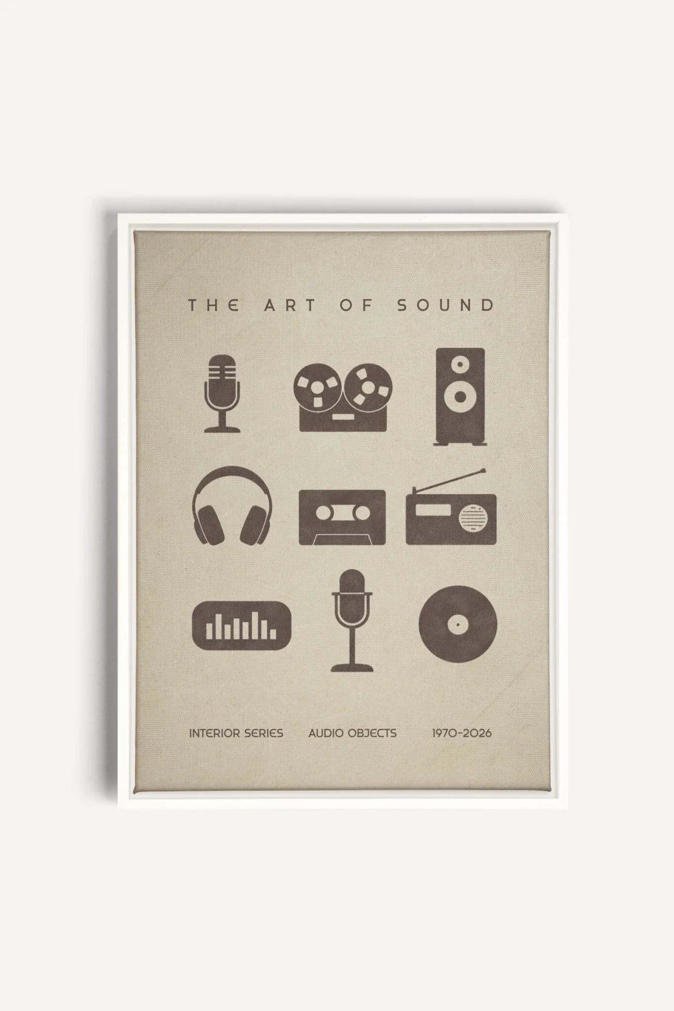 THE ART OF SOUND, Work on stretched canvas, framed White