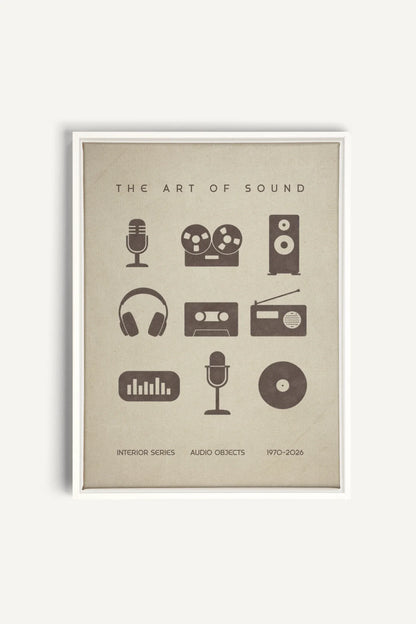 THE ART OF SOUND, Work on stretched canvas, framed White