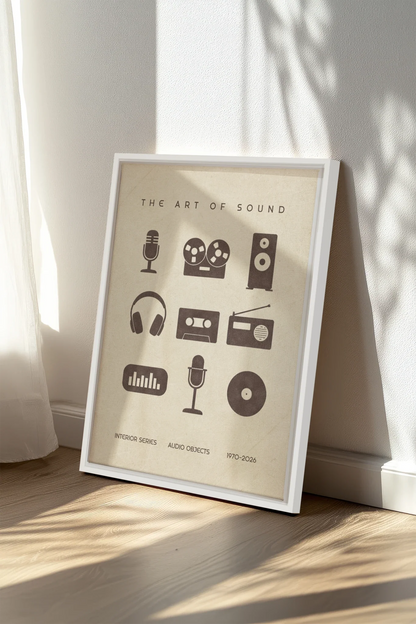 THE ART OF SOUND, Work on stretched canvas, framed White