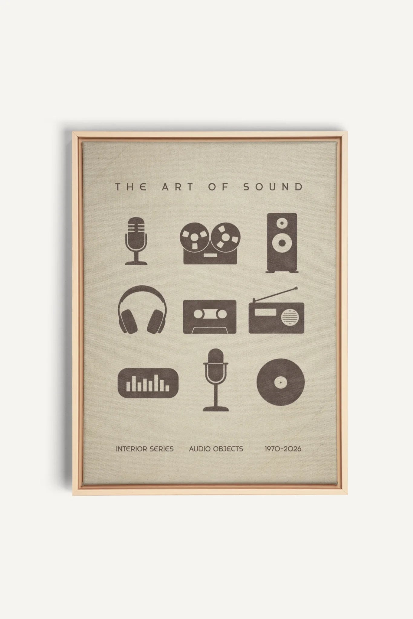 THE ART OF SOUND, Work on stretched canvas, framed Naturel Clair