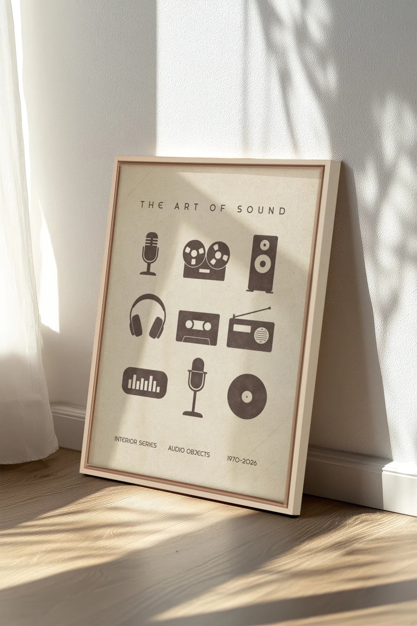 THE ART OF SOUND, Work on stretched canvas, framed Naturel Clair