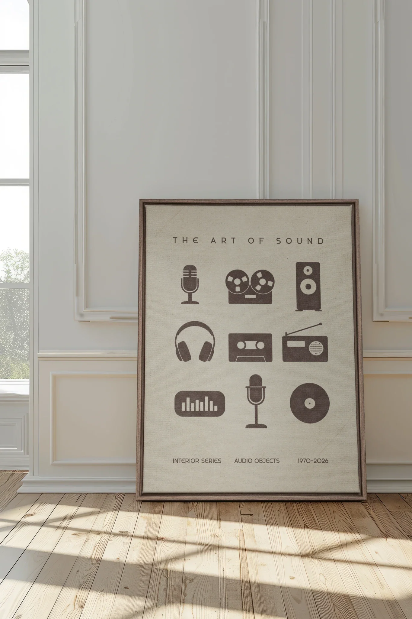 THE ART OF SOUND, Oeuvre sur toile étirée, encadré Brun Chêne