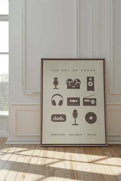 THE ART OF SOUND, Oeuvre sur toile étirée, encadré Brun Chêne