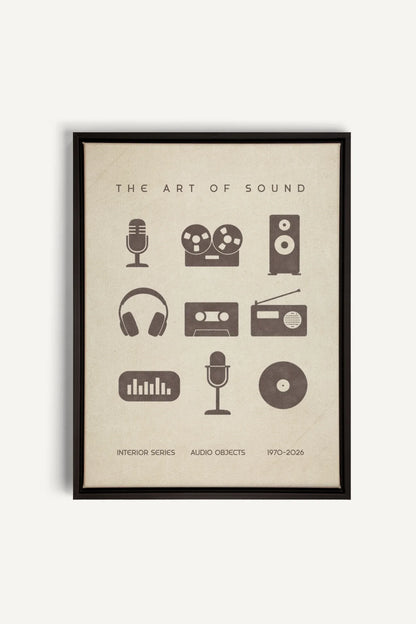 THE ART OF SOUND, Work on stretched canvas, framed Black