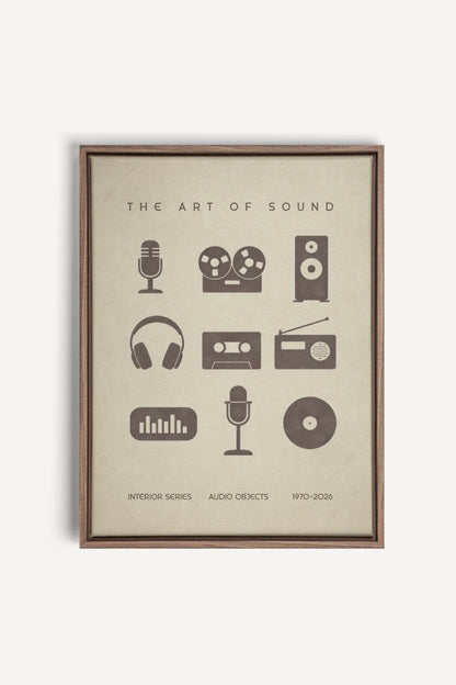THE ART OF SOUND, Oeuvre sur toile étirée, encadré Brun Chêne