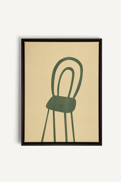 OLEKA CANVAS - THE GREEN CHAIR, Oeuvre sur toile étirée, encadré Noir