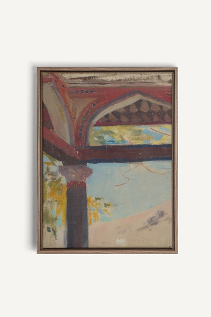 THE RED ARCH, Oeuvre sur toile étirée, encadré Brun Chêne