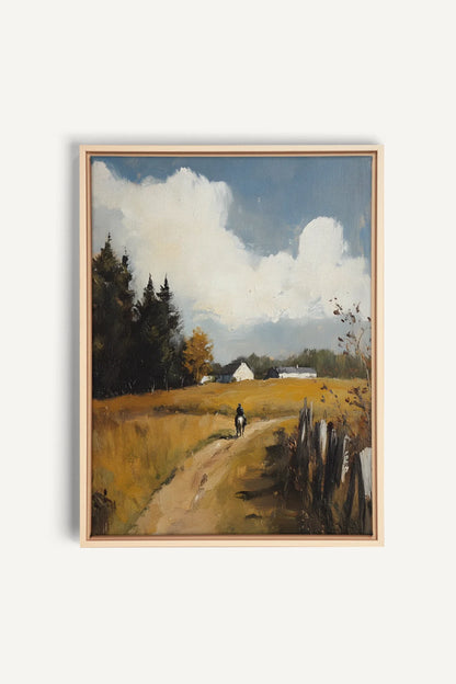 THROUGH THE FIELDS, Oeuvre sur toile étirée, encadré Naturel Clair