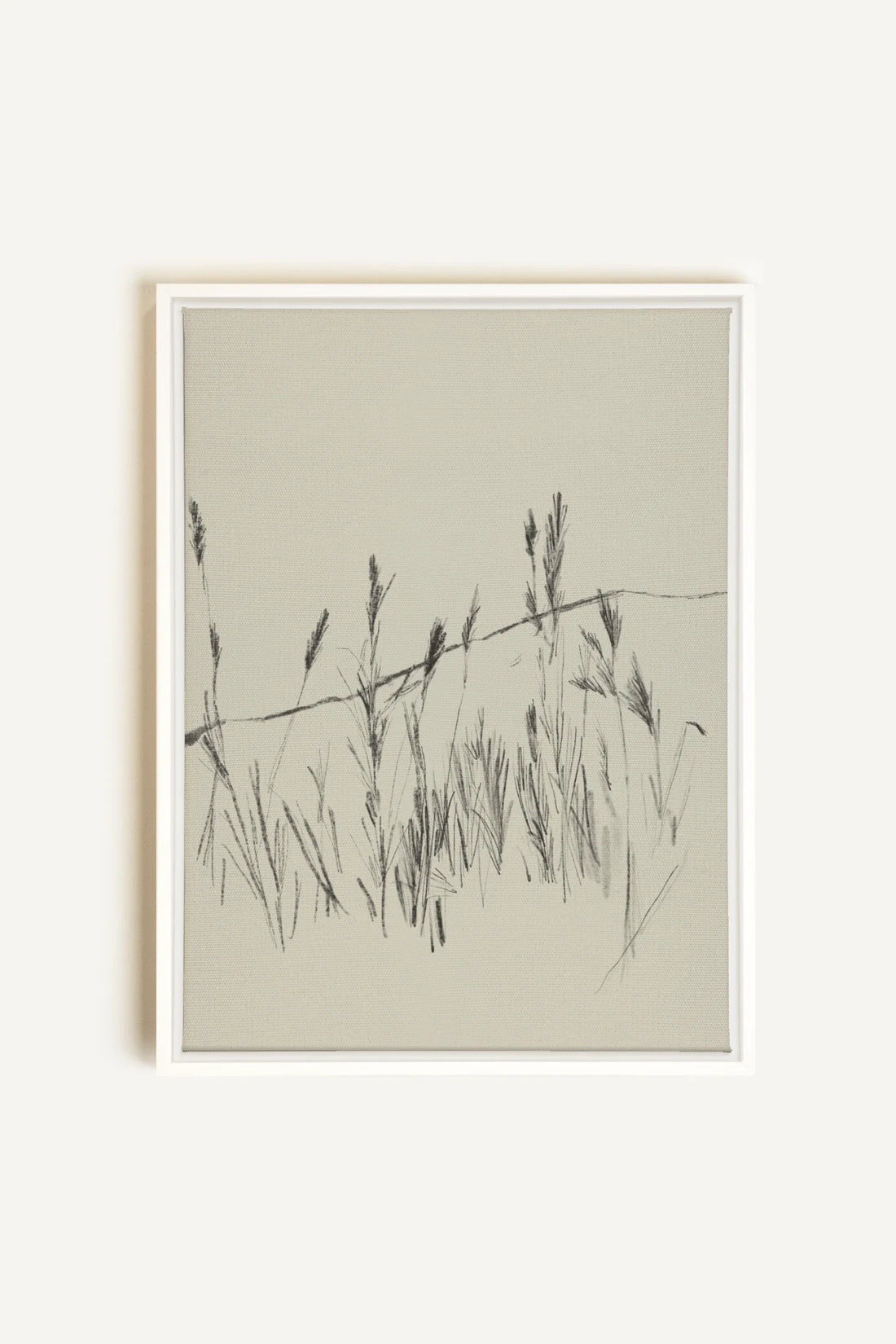 TIGES AUX VENT, Oeuvre sur toile étirée, encadré Blanc