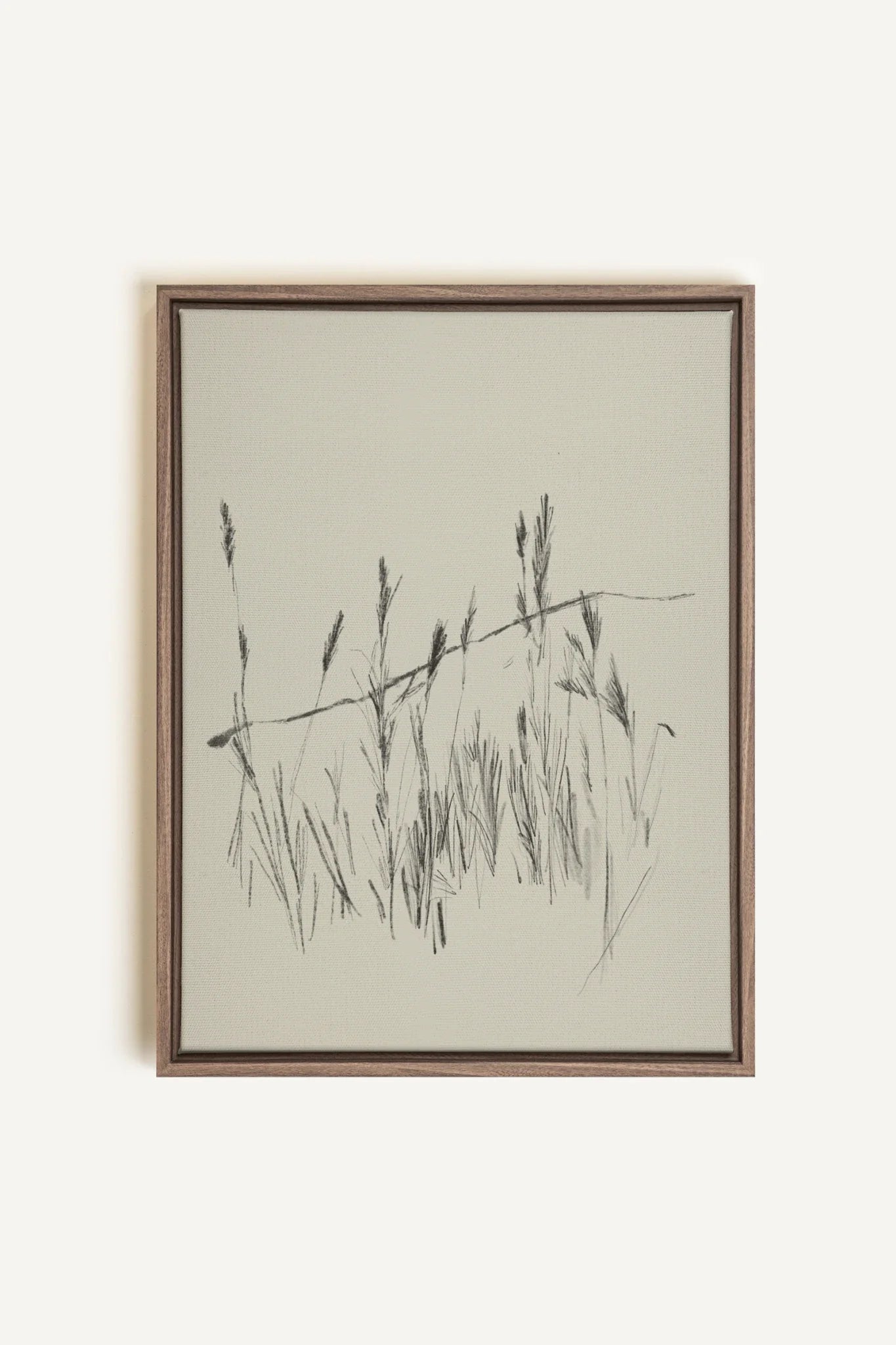 TIGES AUX VENT, Oeuvre sur toile étirée, encadré Brun Chêne