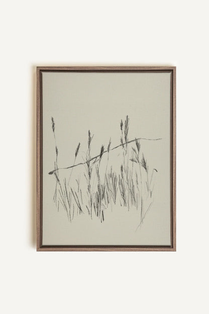 TIGES AUX VENT, Oeuvre sur toile étirée, encadré Brun Chêne