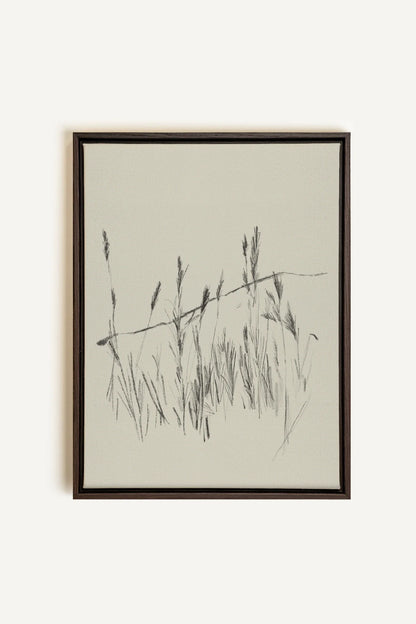 TIGES AUX VENT, Oeuvre sur toile étirée, encadré Brun Noyer