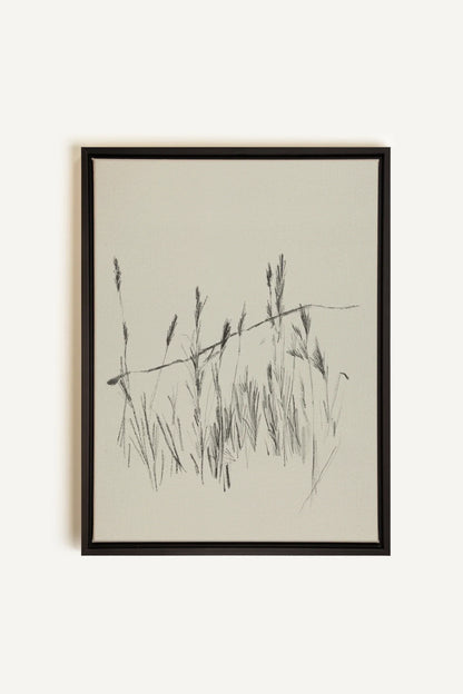 TIGES AUX VENT, Artwork on stretched canvas, framed in black