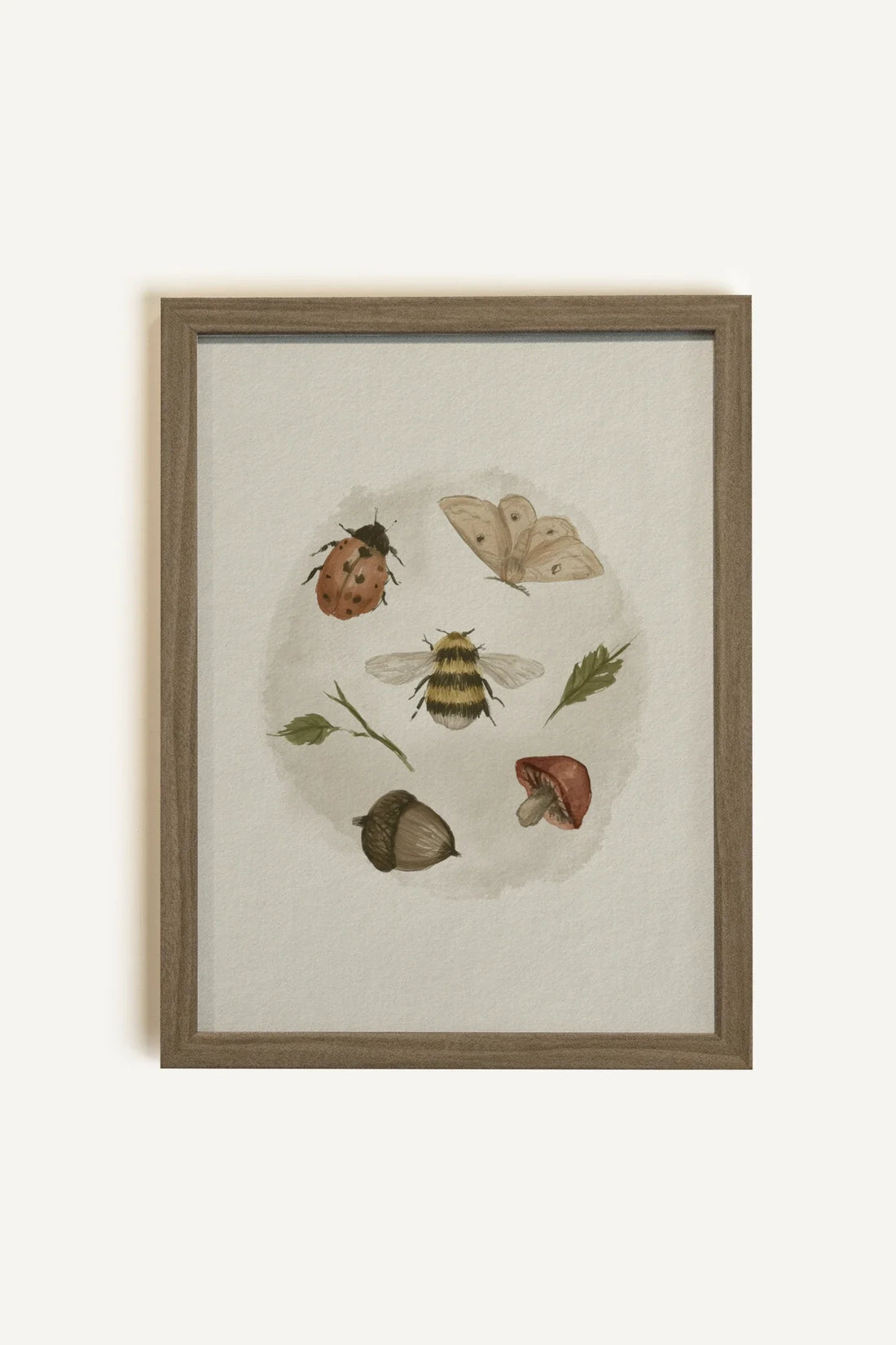 TINY TREASURES, Oeuvre sur toile rigide, encadré brun chêne