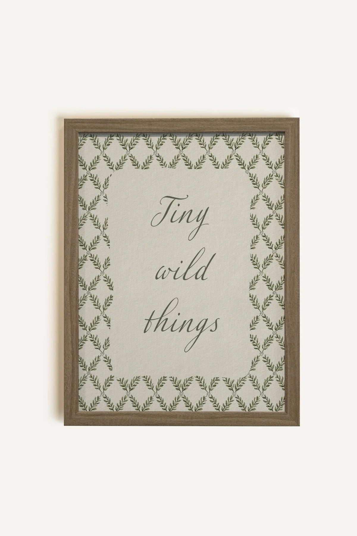 TINY WILD THINGS, Oeuvre sur toile rigide, encadré brun chêne
