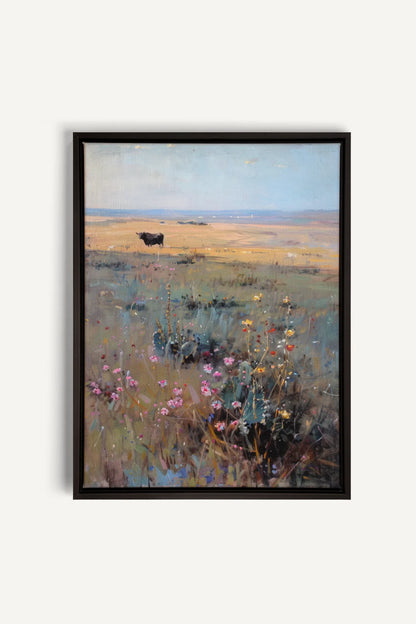 RAINBOW FIELD, Artwork on stretched canvas, framed in black