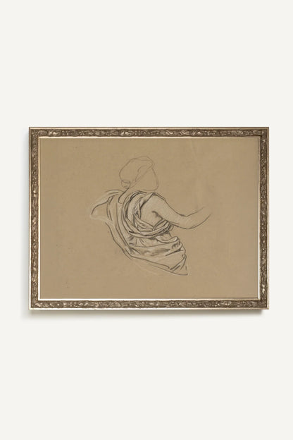TRACÉ ANTIQUE, Oeuvre sur toile étirée, encadré Vintage Argent