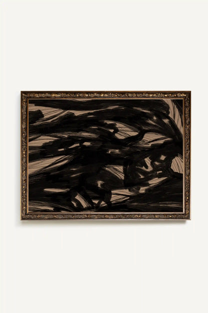 TRACÉ BRUT, Artwork on stretched canvas, framed Vintage Bronze
