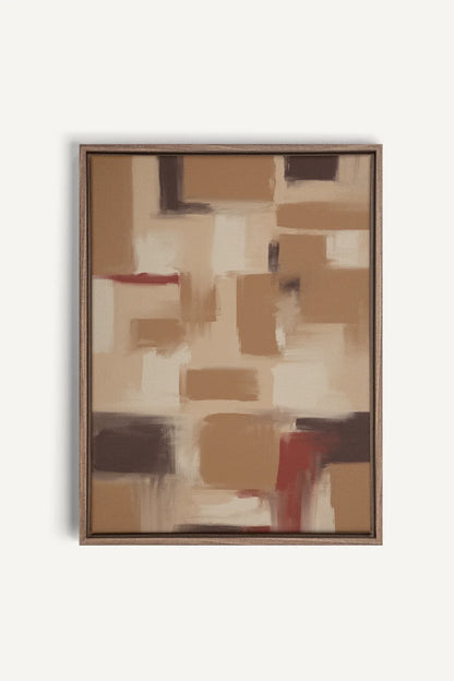 OLEKA CANVAS - TRAITS, Oeuvre sur toile étirée, encadré Brun Chêne