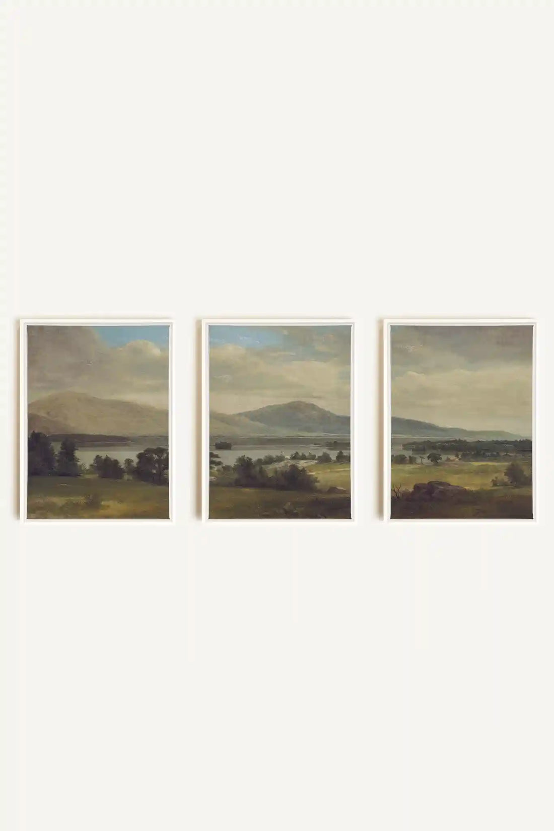 TRIO DES SAISONS DOUCES, 3 Oeuvres sur toile étirée, encadré Blanc