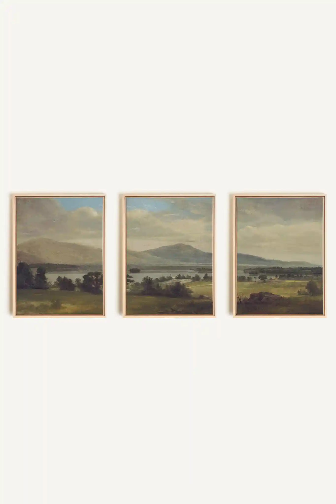 TRIO DES SAISONS DOUCES, 3 Oeuvres sur toile étirée, encadré Naturel Clair