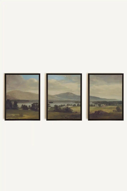 TRIO DES SAISONS DOUCES, 3 Works on stretched canvas, black framed