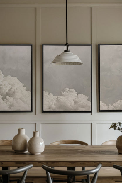 ANTIQUE CLOUDSCAPE TRIO (3 Works on stretched canvas)
