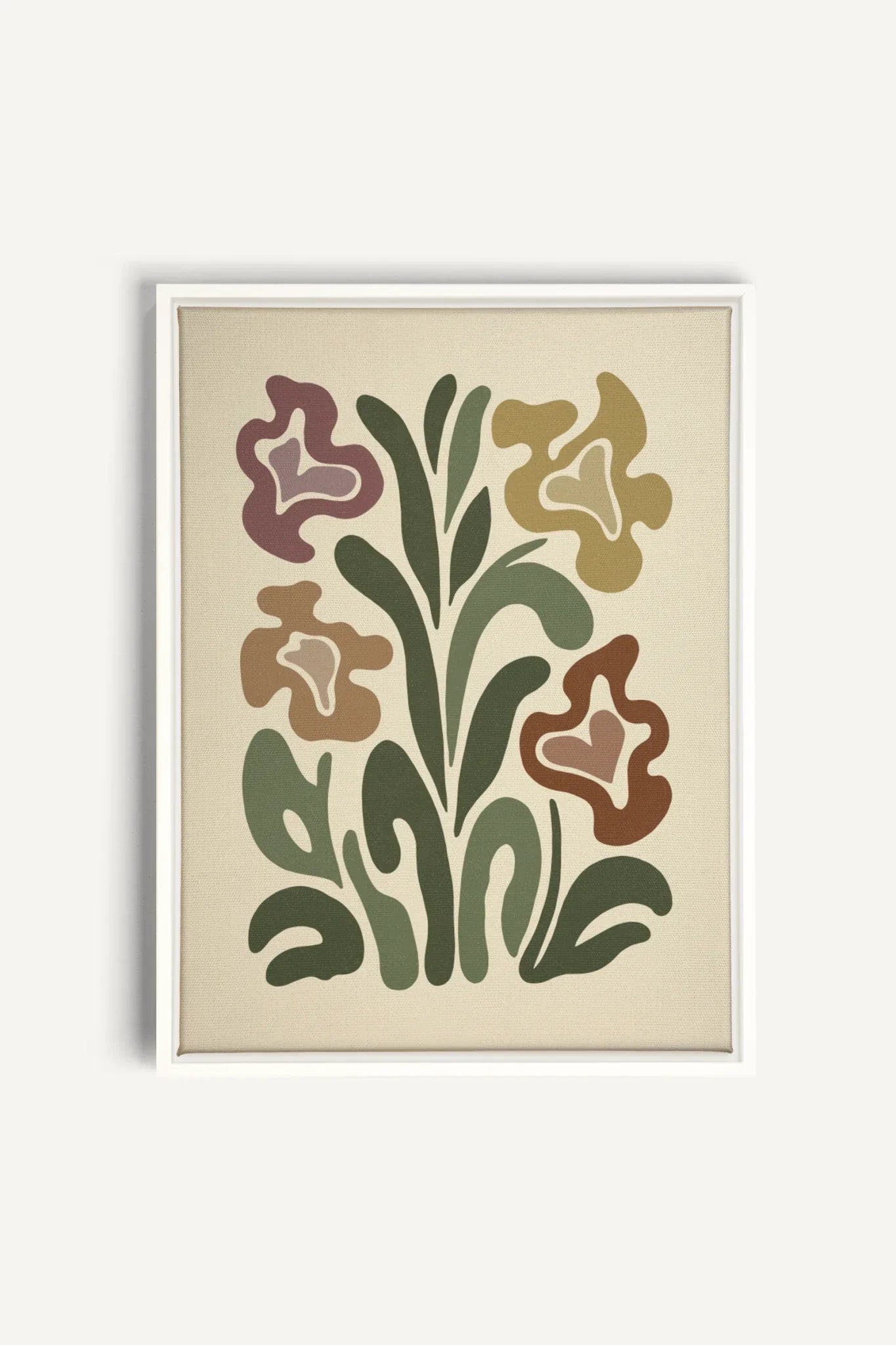 OLEKA CANVAS - TRIPPY BOTANICALS, Oeuvre sur toile étirée, encadré Blanc