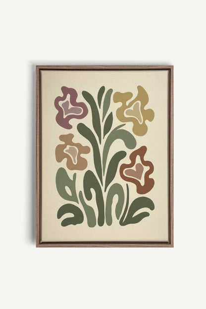 OLEKA CANVAS - TRIPPY BOTANICALS, Oeuvre sur toile étirée, encadré Brun Chêne