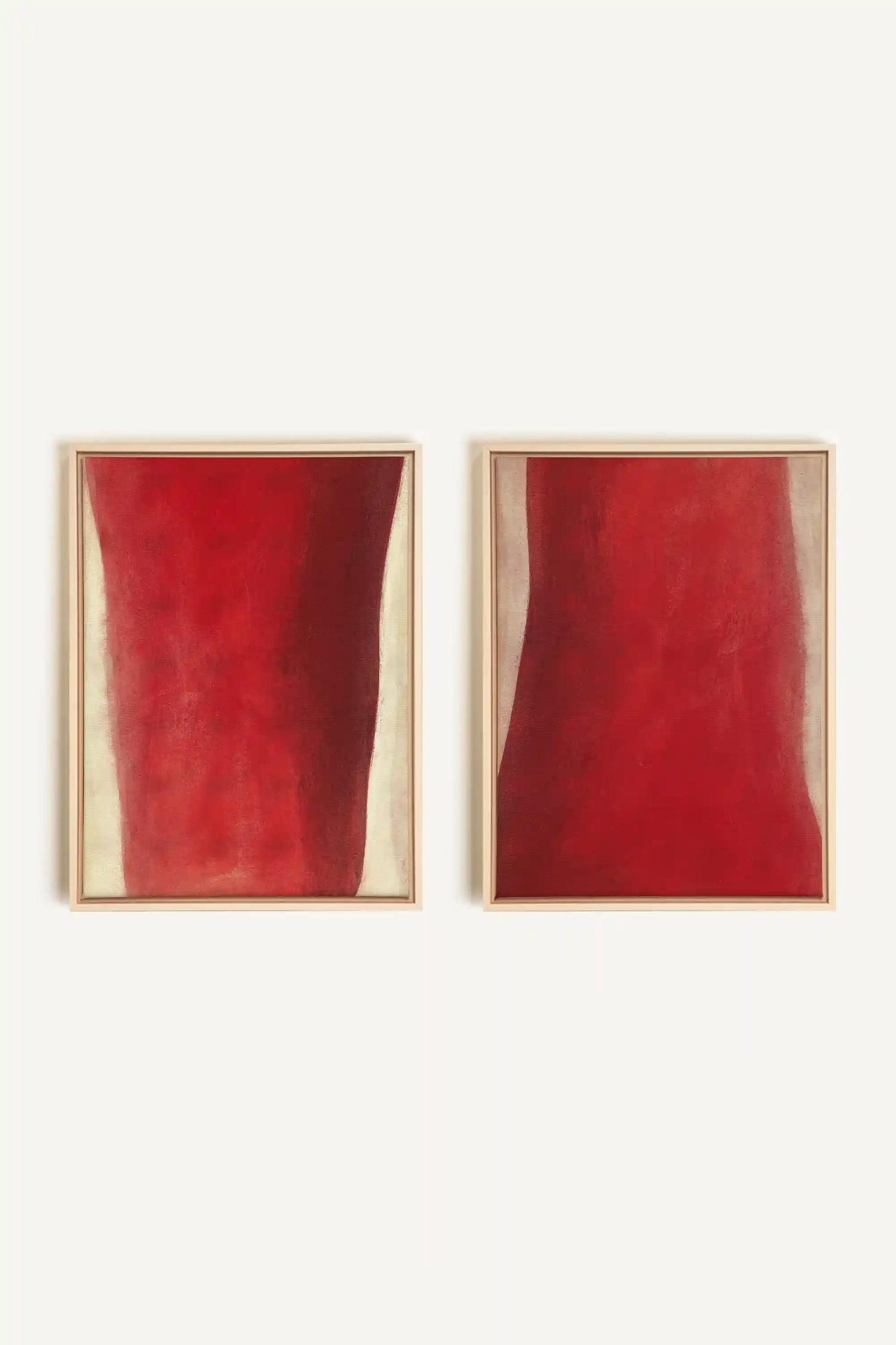 TWIN FLAMES, 2 Artworks on stretched canvas, framed Natural Light