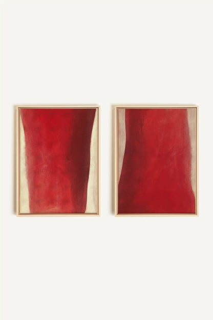 TWIN FLAMES, 2 Artworks on stretched canvas, framed Natural Light