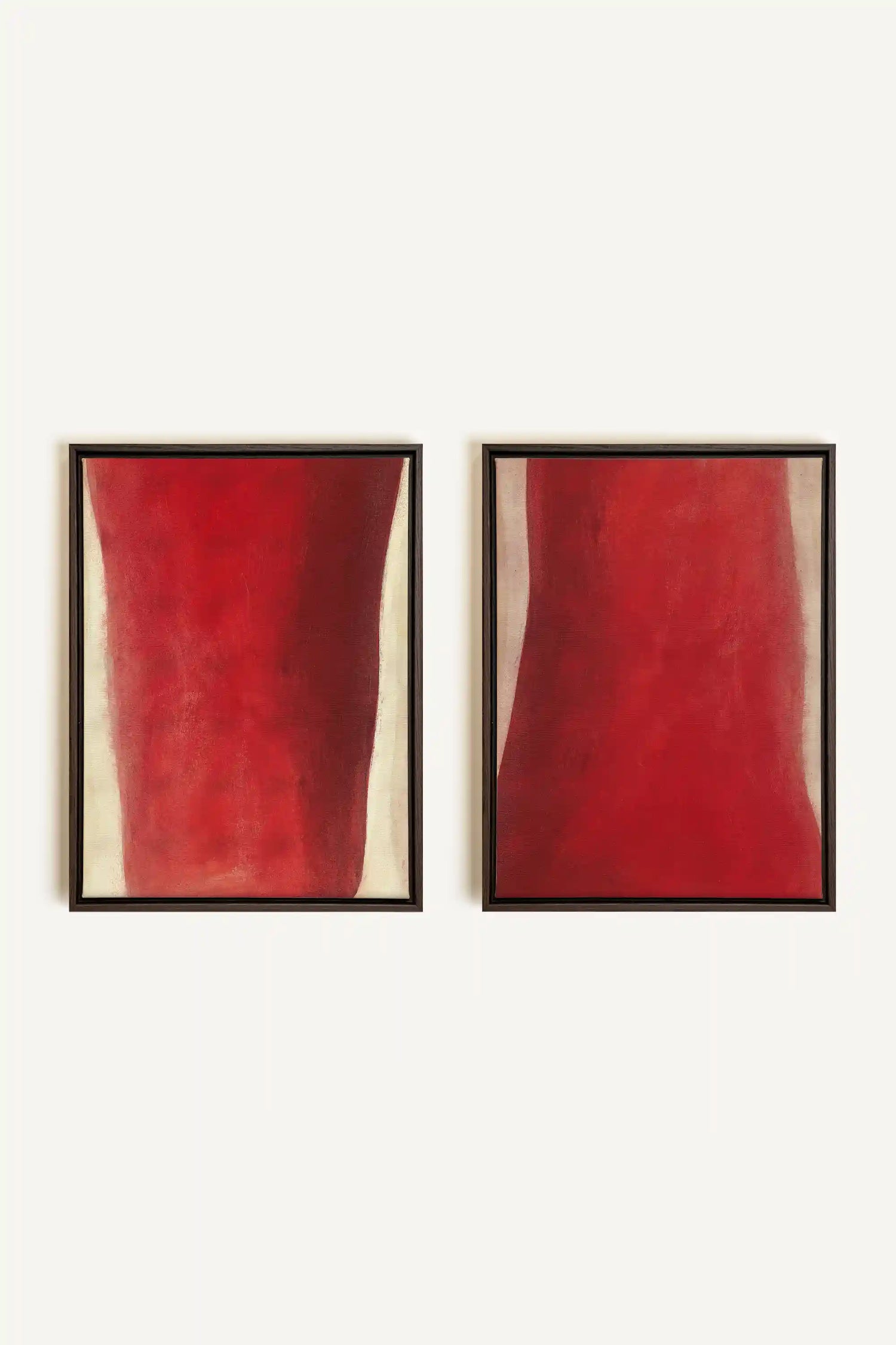 TWIN FLAMES, 2 Oeuvres sur toile étirée, encadré Brun Noyer