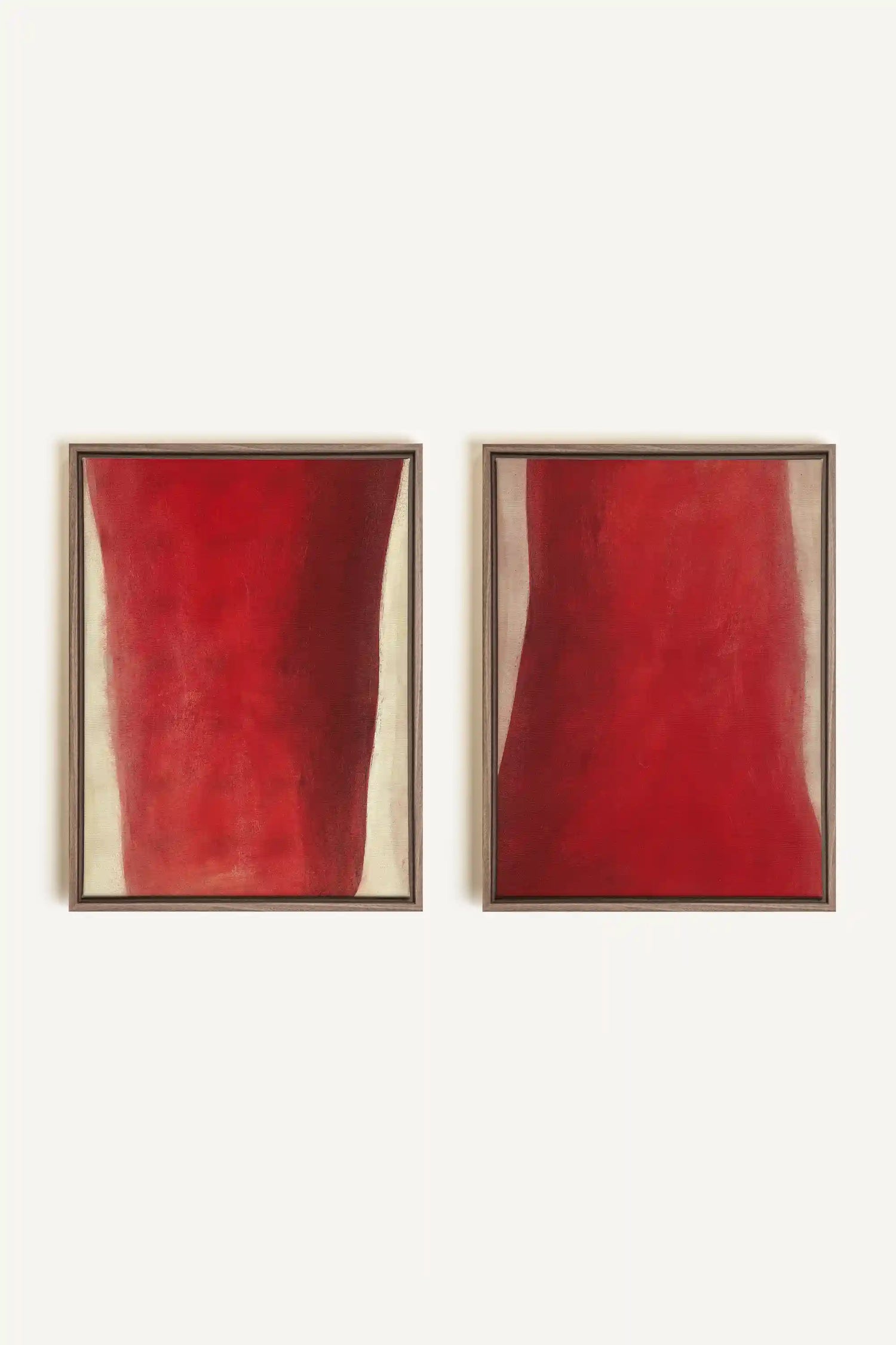 TWIN FLAMES, 2 Oeuvres sur toile étirée, encadré Brun Chêne