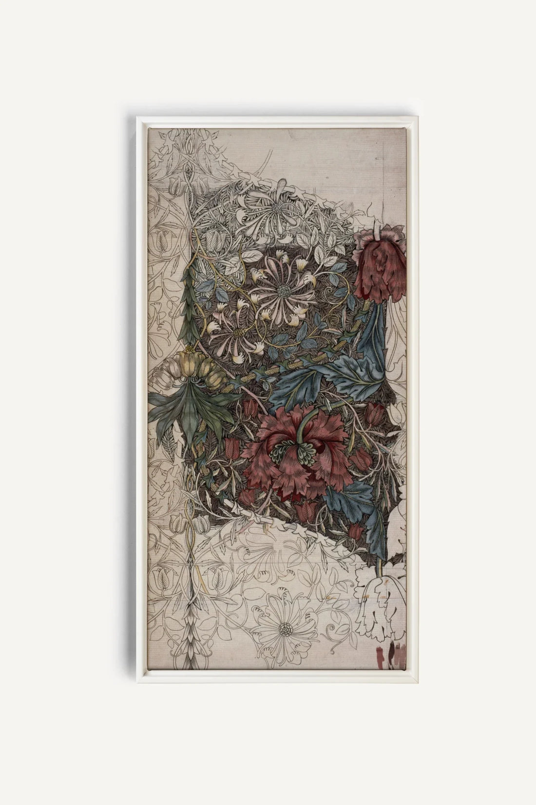 VELOURS FLORAL, Oeuvre sur toile étirée, encadré Blanc