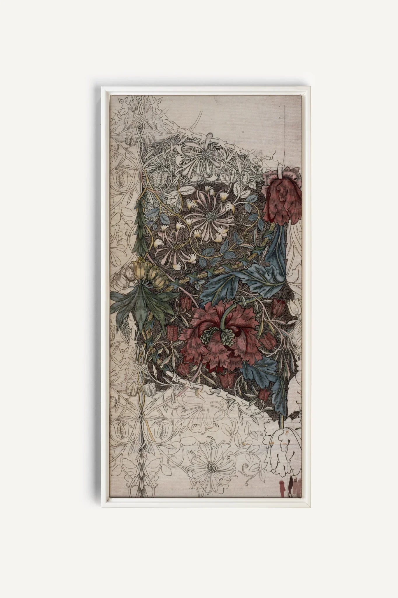 VELOURS FLORAL, Oeuvre sur toile étirée, encadré Blanc