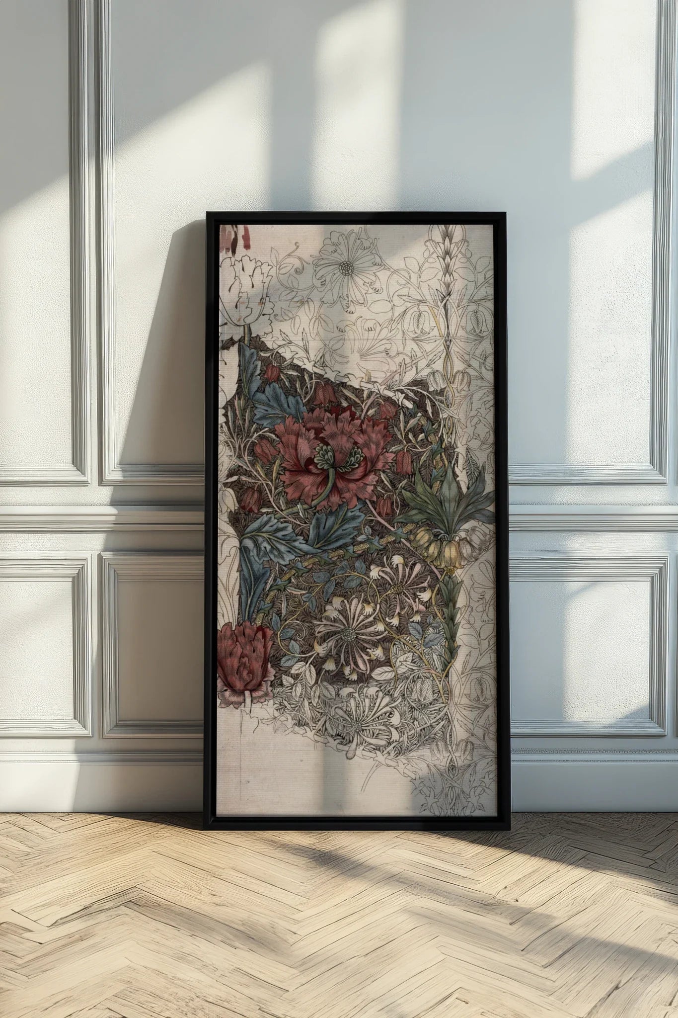 VELOURS FLORAL, Oeuvre sur toile étirée, encadré Noir