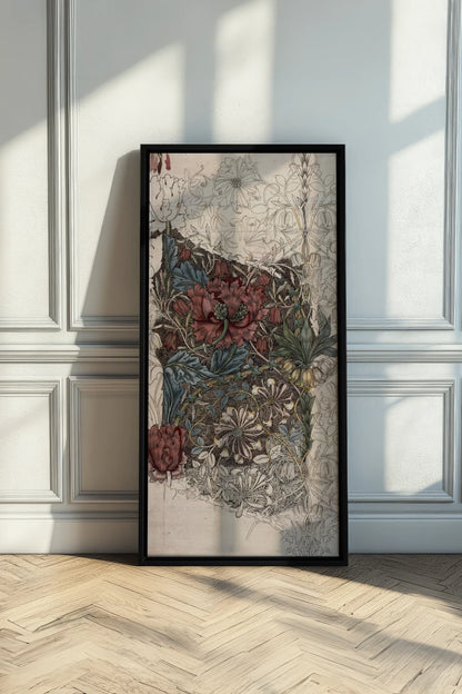 VELOURS FLORAL, Oeuvre sur toile étirée, encadré Noir
