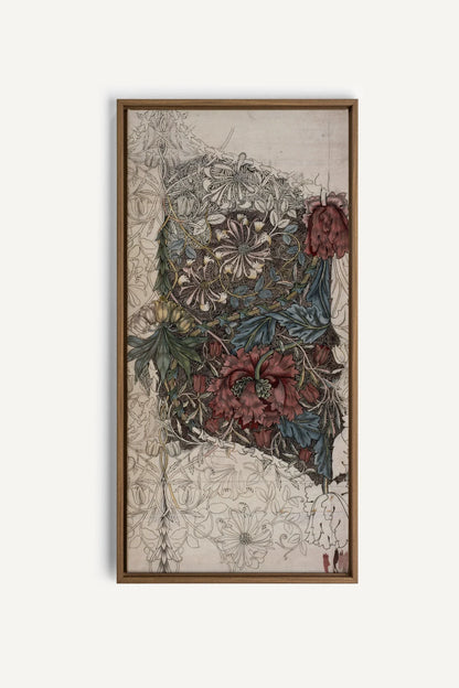 VELOURS FLORAL, Oeuvre sur toile étirée, encadré Brun Chêne