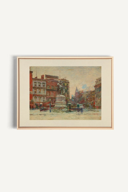URBAN WINTER DAY, Oeuvre sur toile étirée, encadré Naturel Clair