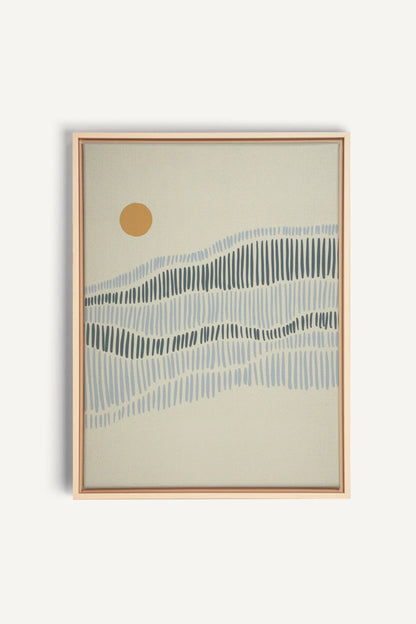 VAGUES, Oeuvre sur toile étirée, encadré Naturel Clair