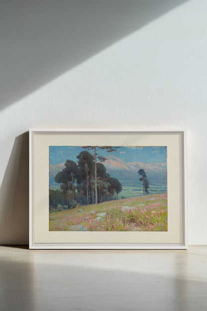 VALLÉE ROSE, Oeuvre sur toile étirée, encadré Blanc
