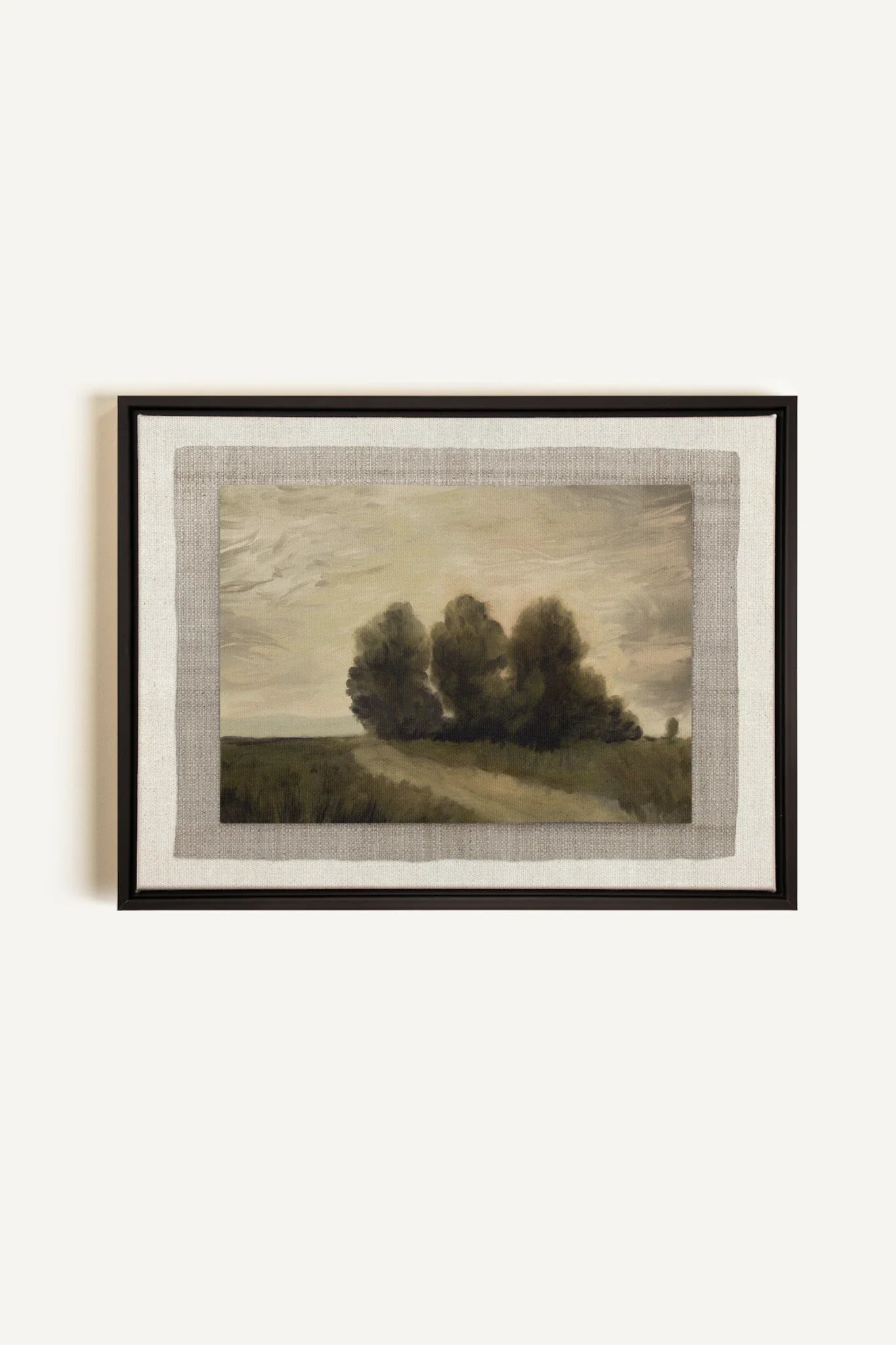VALLEY LANDSCAPE, Artwork on stretched canvas, framed in black