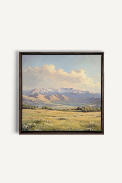 OLEKA CANVAS - VALLEY OF LIGHT, Oeuvre sur toile étirée, encadré Brun Noyer