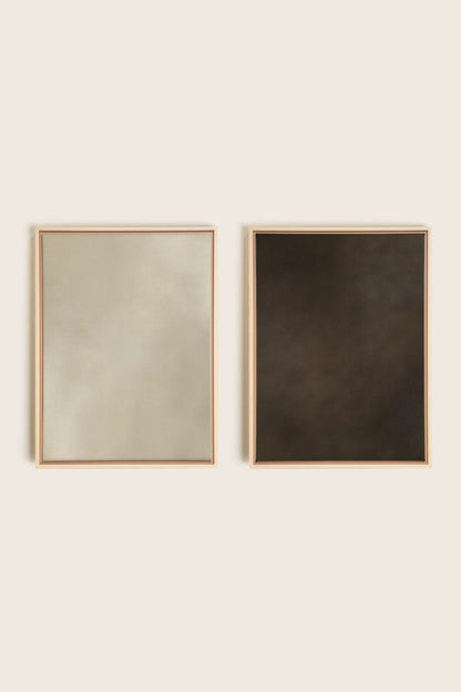 OLEKA CANVAS - VELVET GLOW DUO, 2 Oeuvres sur toile étirée, encadré Naturel Clair