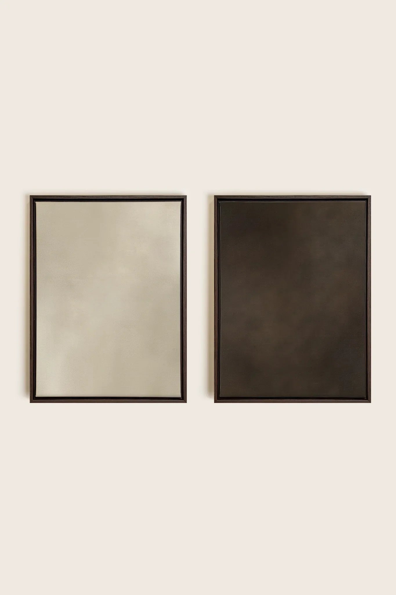 OLEKA CANVAS - VELVET GLOW DUO, 2 Oeuvres sur toile étirée, encadré Brun Noyer