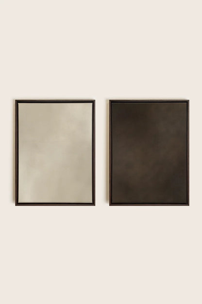 OLEKA CANVAS - VELVET GLOW DUO, 2 Oeuvres sur toile étirée, encadré Brun Noyer